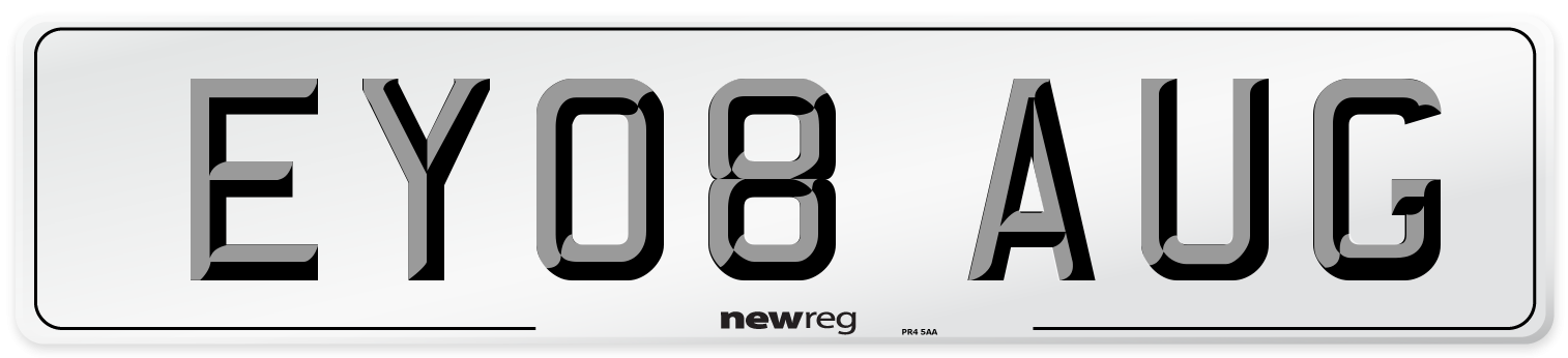 EY08 AUG Number Plate from New Reg